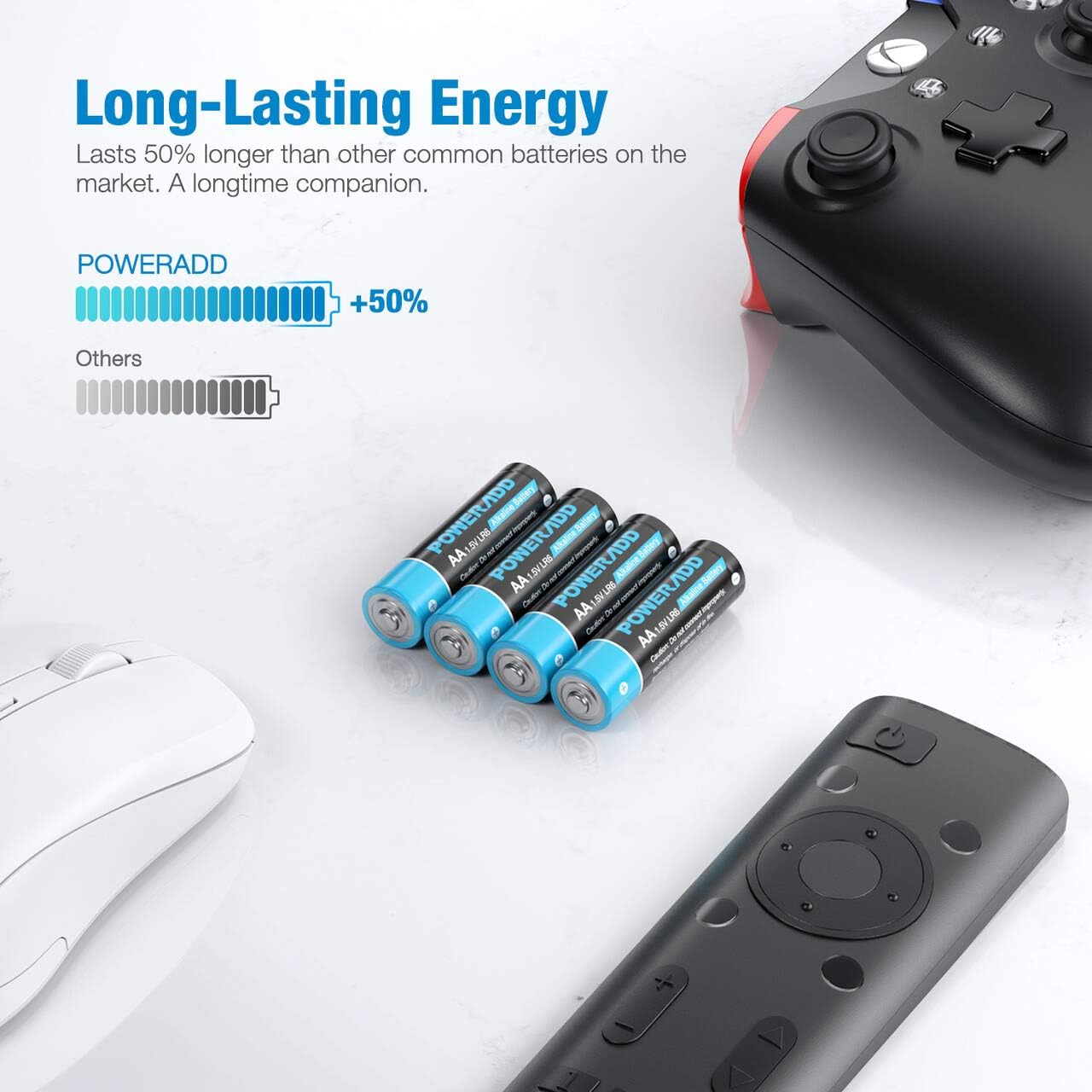 POWERADD AA Alkaline Batteries Long Lasting, All-Purpose Battery for Household and Business - 16 Count: Home Audio & Theater