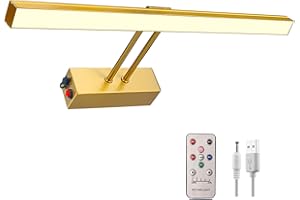 HAMVIDNE Rechargeable Picture Light, Wireless Remote Control Picture Lights Battery Operated, Full Metal 17" Picture Lights for Paintings, Accent Lights for Frame Display Dartboard Artwork Gallery