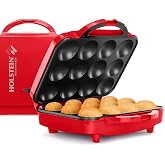 Holstein Housewares Non-Stick 12-Count Electric Cupcake Maker Machine &ndash; Bakes 12 Cupcakes, Muffins, Pizza Cups, Cinnamon Buns &ndash; Perfect for Gifts, Birthdays, Holidays, or Bake Sales, Red