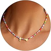 Turandoss Cross Necklace for Women - 14K Gold Plated Heart Necklace Dainty Colorful Beaded Cross Choker Necklaces for Women Trendy Holy Mary Medal Pendant Necklaces Baptism Birthday Christian Religious Gifts