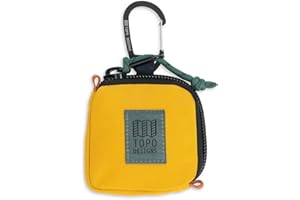 Topo Designs Taco + Square Bags, Small Clip Accessory Bag for Headphones, Keys, Cards and Cash, Aluminum Key Clip, Foam Padding (Square/Mustard)