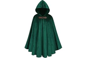 GRAJTCIN Renaissance Hooded Cape Velvet Cloak Victorian Capelet Medieval Hobbit Halloween Costume