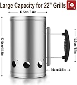 BEAU JARDIN Chimney Starter Heavy Duty Galvanised Steel 28cm Charcoal BBQ Grill view 3