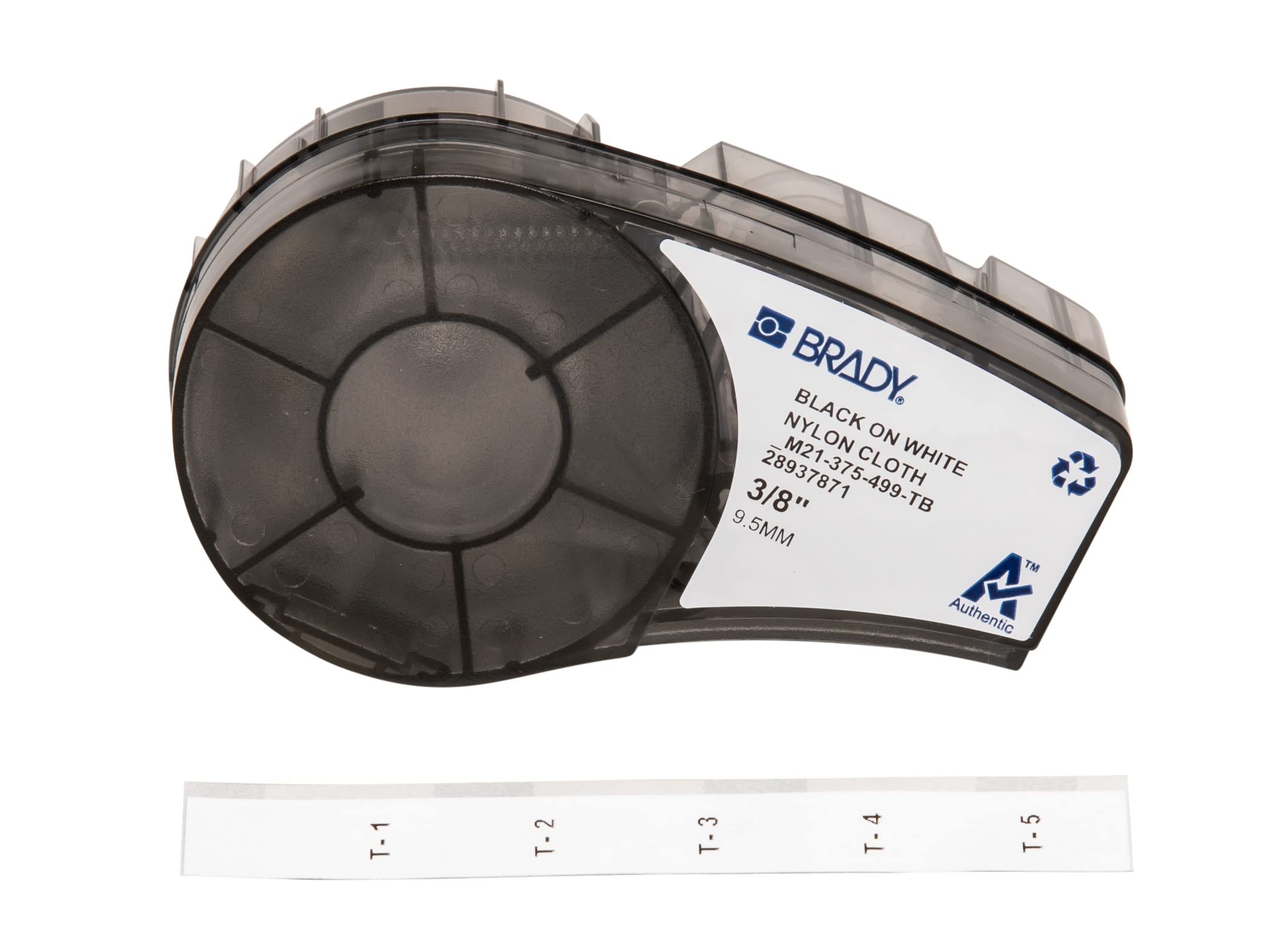 Photo 1 of Brady Authentic (M21-375-499-TB) Multi-Purpose Nylon Label for General ID, Wire Marking, and Lab Labeling, Black on White - Designed for M210, M210-LAB, M211, BMP21-PLUS and BMP21-LAB Label Printers