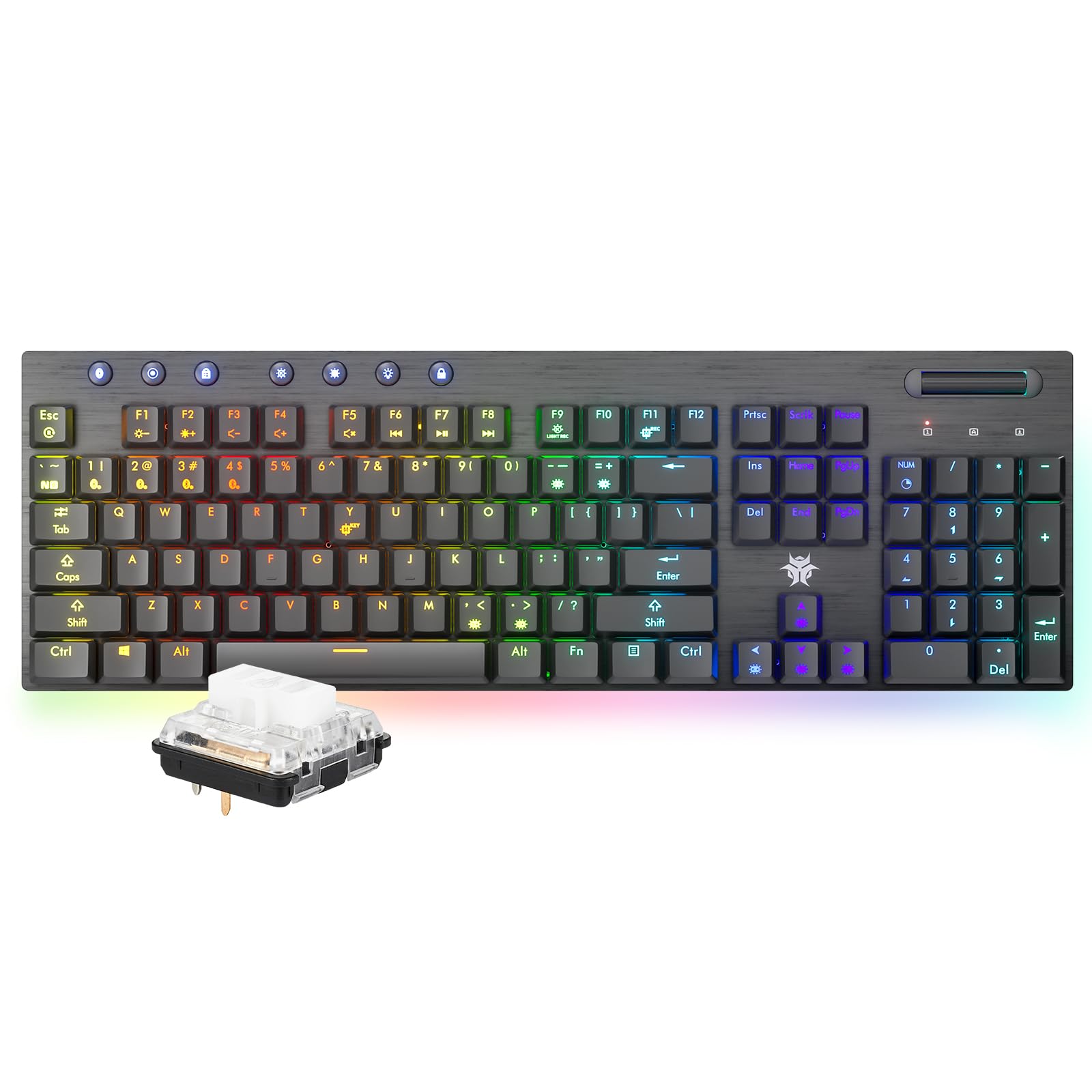 Photo 1 of **DIRT. BROKEN KEY**Hexgears 2-Mode Wireless RGB Mechanical Keyboard, BT/Wired Low Profile Win/Mac Gaming Keyboard w/Ultra-Thin Design, Dedicated Media Control & Tactile White Switch (Black)