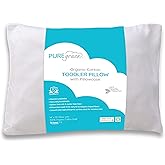 PUREgrace Tencel Toddler Pillow and Pillowcase Set – Organic Cotton Shell, Washable and Soft for Kids Ages 2-5, Perfect Size for Travel (14” x 19”)