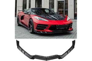 AUTRAGO Front Bumper Lip Splitter Spoiler Compatible with 2020-2025 Chevy Corvette C8, 3PCS Bumper Air Dam Lower Chin Splitter Protection (Gloss Black)
