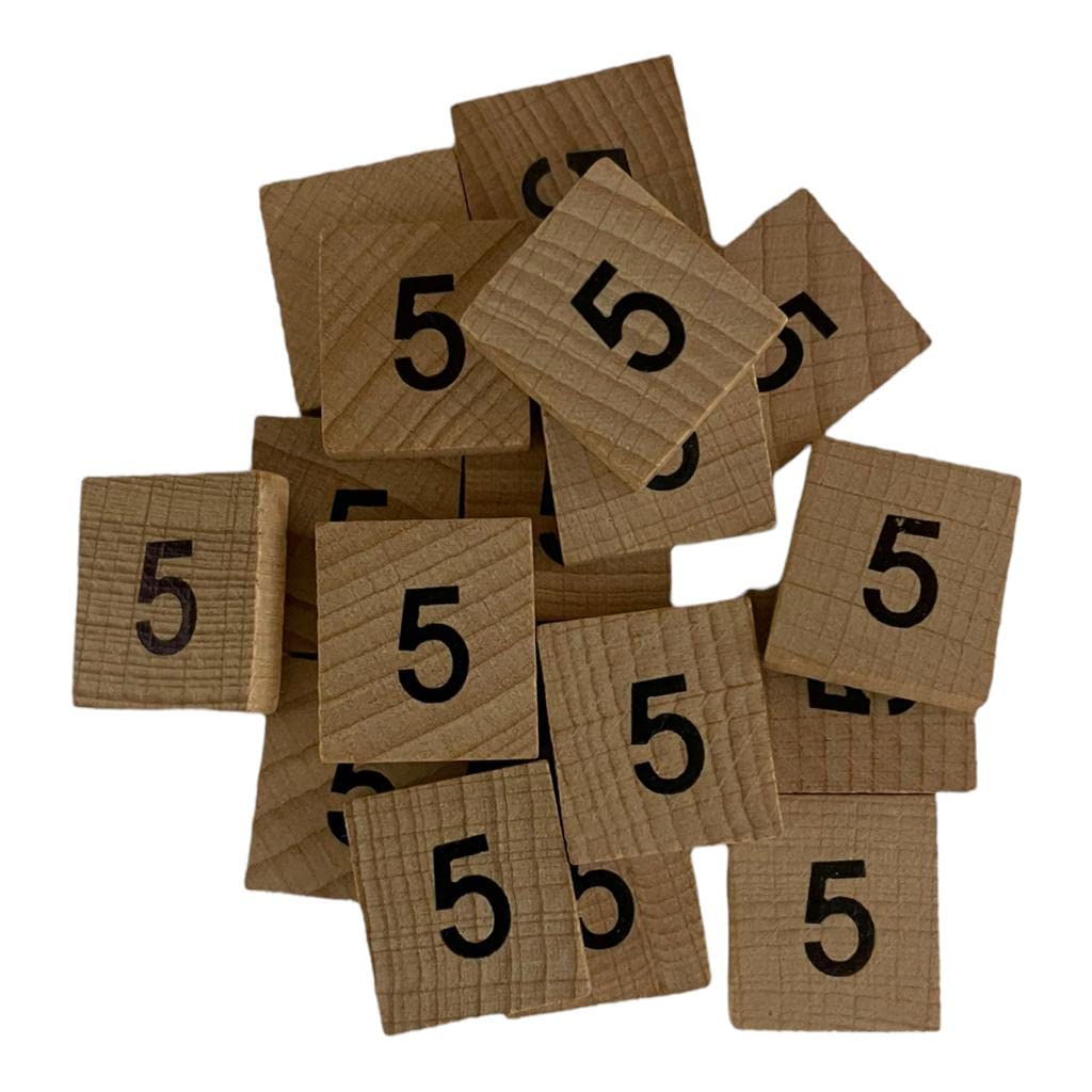 Wooden Letter Word Tiles Arts Craft Create Personalised Gifts (Number 5, 25 Pack) โ image 1