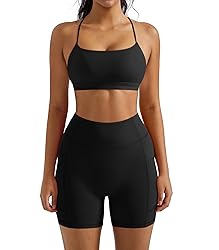 OMKAGI 2 Piece Workout Sets for Women Open Back