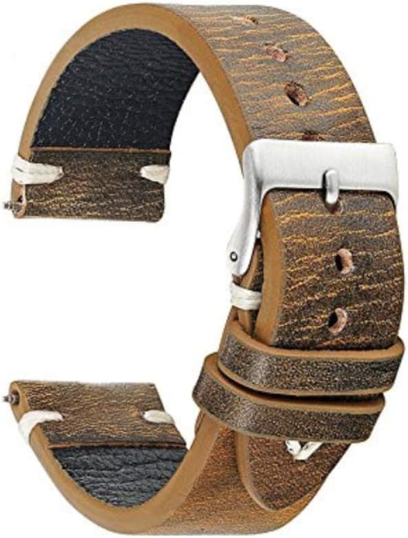 Quick Release - Top Grain Leather Watch Straps with Stainless Steel Buckle - 18mm, 22mm
