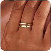 GoldGifts Gold Rings for Women Non Tarnish, Waterproof Chunky 14K Gold Plated Stackable Rings Trendy Statement Pinky Thumb Rings Engagement Eternity Wedding Band Ring Stacking Gold Jewelry Size 3 4 5 6 7 8 9 10 11