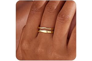 GoldGifts Stackable Gold Rings for Women Non Tarnish, Dainty 14K Gold Plated Chunky Stacking Rings Trendy Statement Pinky Thumb Rings Engagement Eternity Wedding Band Ring Stacking Gold Jewelry Size 4 5 6 7 8 9 10 11