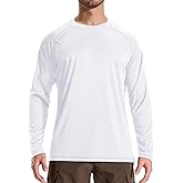 LOOGU Men's UPF 50+ UV Sun Protection SPF Rash Guard Lightweight Long Sleeve Shirts Outdoor for Fishing Hiking Swimming Running White