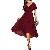 Ever-Pretty Women's Summer Chiffon Pleated V-Neck Short Cocktail Dresses Semi Formal Wedding Guest Dress 01923