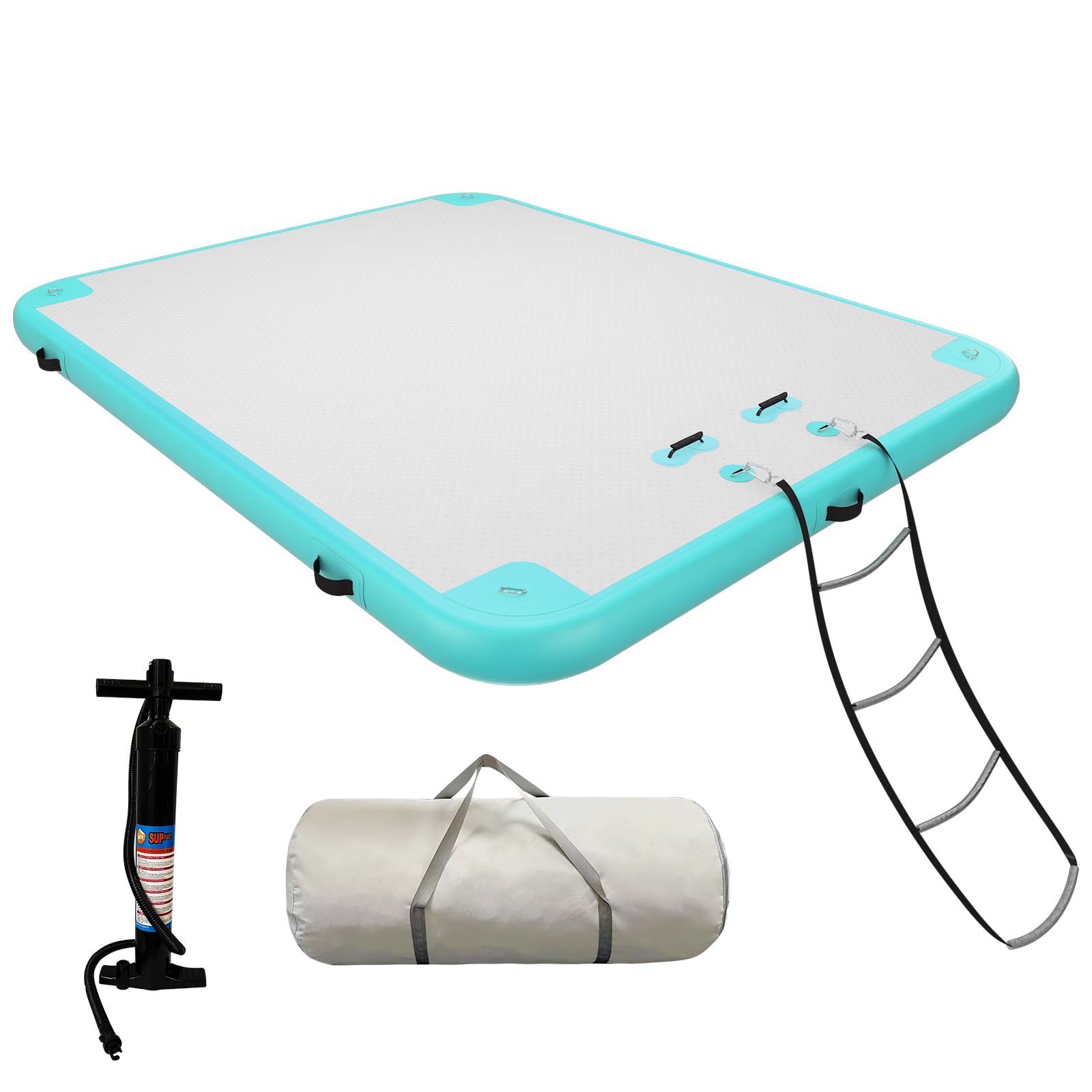 Photo 1 of AZXRHWYGS Inflatable Raft, 8x6 ft Floating Raft with Air Pump, Carry Bag for Lake/Boats/Island/Swimming Pool