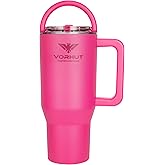 Vorhut - 30 oz Tumbler with Handle - Insulated Stainless Steel Coffee Tumbler with Lid and Straw - Leak Proof Travel Mug - Dishwasher Safe - Insulated Cup for Hot & Cold Beverages - Magenta