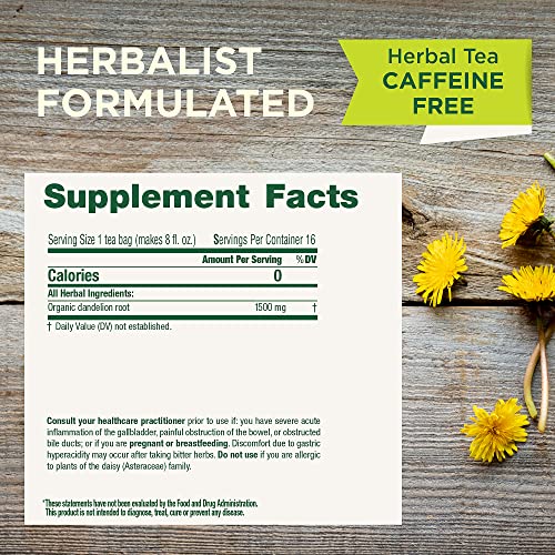 TRADITIONAL MEDICINALS TEA, ORGANIC ROASTED DANDELION ROOT, SUPPORTS KIDNEY FUNCTION & HEALTHY DIGESTION, 48 TEA BAGS