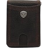 ARIAT Men's Rowdy Shield Logo Brown Money Clip Bifold Wallet A35117282