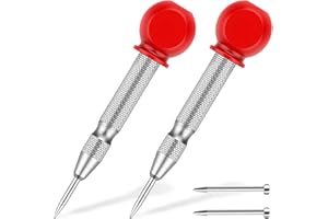 Center Punch, 2 Pcs 5.1 Inch Spring Loaded Center Hole Punch, Automatic Center Punch Tool for Metal, Wood, Plastic, Glass (Si