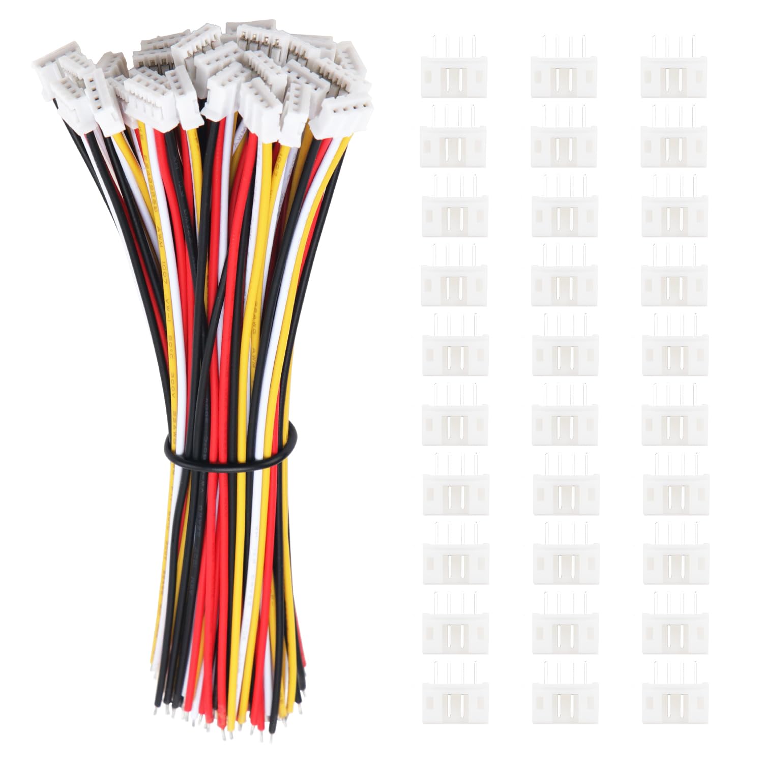 Lyeteung 30 Sets Mini Micro JST 2.0 PH 4 Pin Connector Plug Male with 150mm 22AWG Cable & Female Connector
