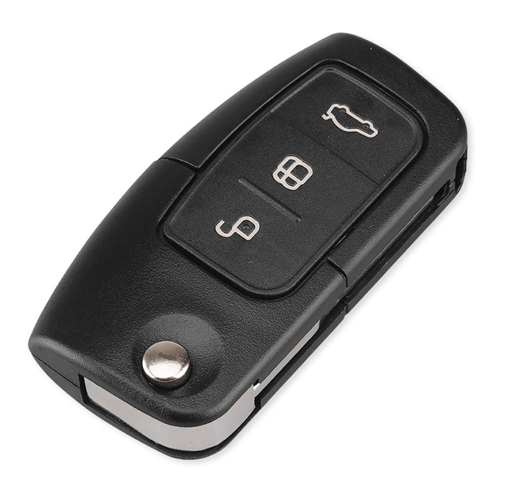 Kelay 3 Buttons Car Key Cover Flip Folding Replacement For F-o-r-d Focus Fiesta C-Max S-Max Kuga Mondeo MK4 Galaxy Remote Key (Uncut Blade, 1Pcs)