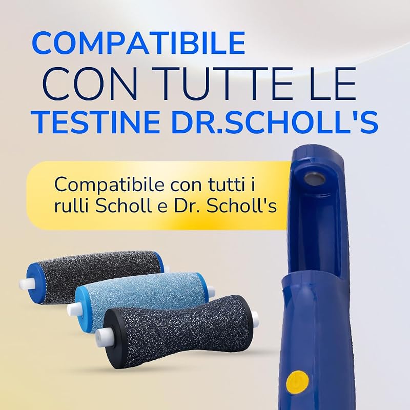 Dr. Scholl’s Lima Piedi Elettrica Rimuovi Calli - Pedicure Professionale, Rimuove Pelle Dura e Callosità, Piedi Lisci e Morbidi in Secondi, Delicata, da Viaggio, Batterie AAA Incluse