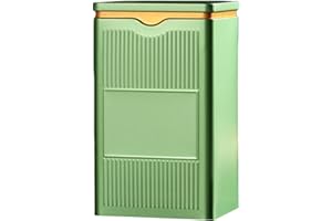 HAN SHENG Square Airtight Tea Tins - Green, Food Storage Containers for Loose Tea, Coffee, Spices (5.9"x3.4"x2.8")
