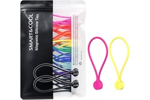 SMART&COOL Reusable Silicone Magnetic Cable Ties for Bundling and Organizing, Holding Stuff, Book Markers, Fridge Magnets, Assorted Color, 7.16'' (20-Pack, Multi)