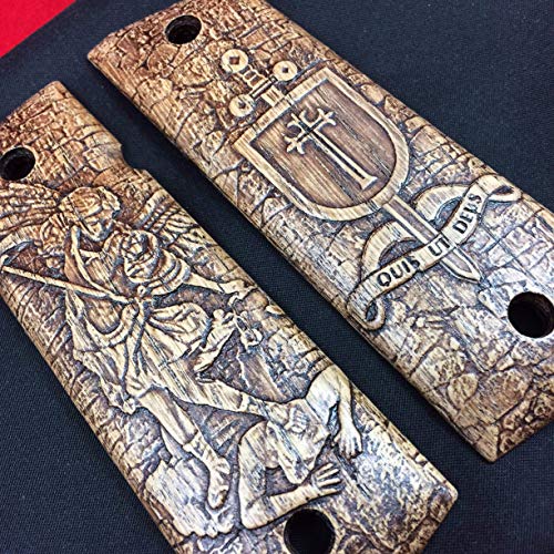 1911 Grips Full Size Government - Quis Ut Deus, design and personal wood grips by Gun Grips Customs