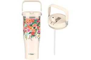 Hydraful 50 oz Tumbler with Handle Flip Straw,Leak Proof Vacuum Insulated Cup Water Bottle Fit in Cup holder for Home,Outdoors,Insulated Stainless Steel Travel Coffee Mug,Keep ice Cold for 34 Hours