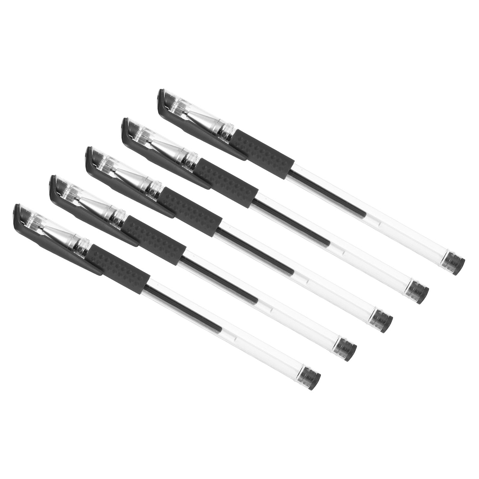 PATIKIL Black Gel Pens,50Pcs Fine Point with Black Soft Grip, 0.5mm Roller Ball 150mm Gel Ink Pens Smooth Writing Unplug Cover Style for Office, Home