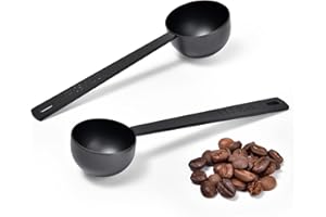 U-Taste Coffee Scoop 1&2 Tablespoon: 18/8 Stainless Steel Measuring Scooper for Ground Coffee, Bean, Powder, Espresso, 4.3in Long Handle Metal Meaure Spoon for Canister, Jar (1&2Tbsp/15&30ml, Black)