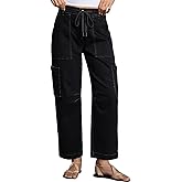 Dokotoo Jeans for Women Casual High Waisted Straight Wide Leg Pants Loose Cargo Denim Pants with Pockets