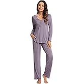 WiWi Pajama Sets for Women Soft Comfy Pjs Loungewear Sleepwear with Pants Viscose from Bamboo Pajamas Set S-XXL