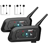 Novamente V6 Pro+ Motorcycle Helmet Bluetooth Intercom Headset, Up to 6 Riders 2-Way IP65 Waterproof Wireless Motorbike Communication System for Dirt Bike/ATV/Off Road, 2Packs