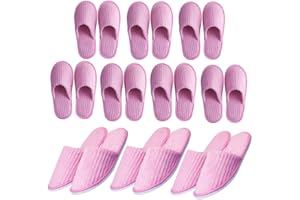 LILIGLORIS 6/10/12 pairs Spa Slippers for Guests, Washable Reusable Disposable Slippers for Women Men, Jacquard Fleece Closed-Toe Design for Hotel, Bathroom, Bedroom, Wedding, Travel, SPA Bulk Slippers for Guest Use