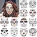 12 Pack Day of the Dead Face Tattoos Sugar Skull Temporary Face Tattoo Halloween Makeup Tattoo for Men and Women