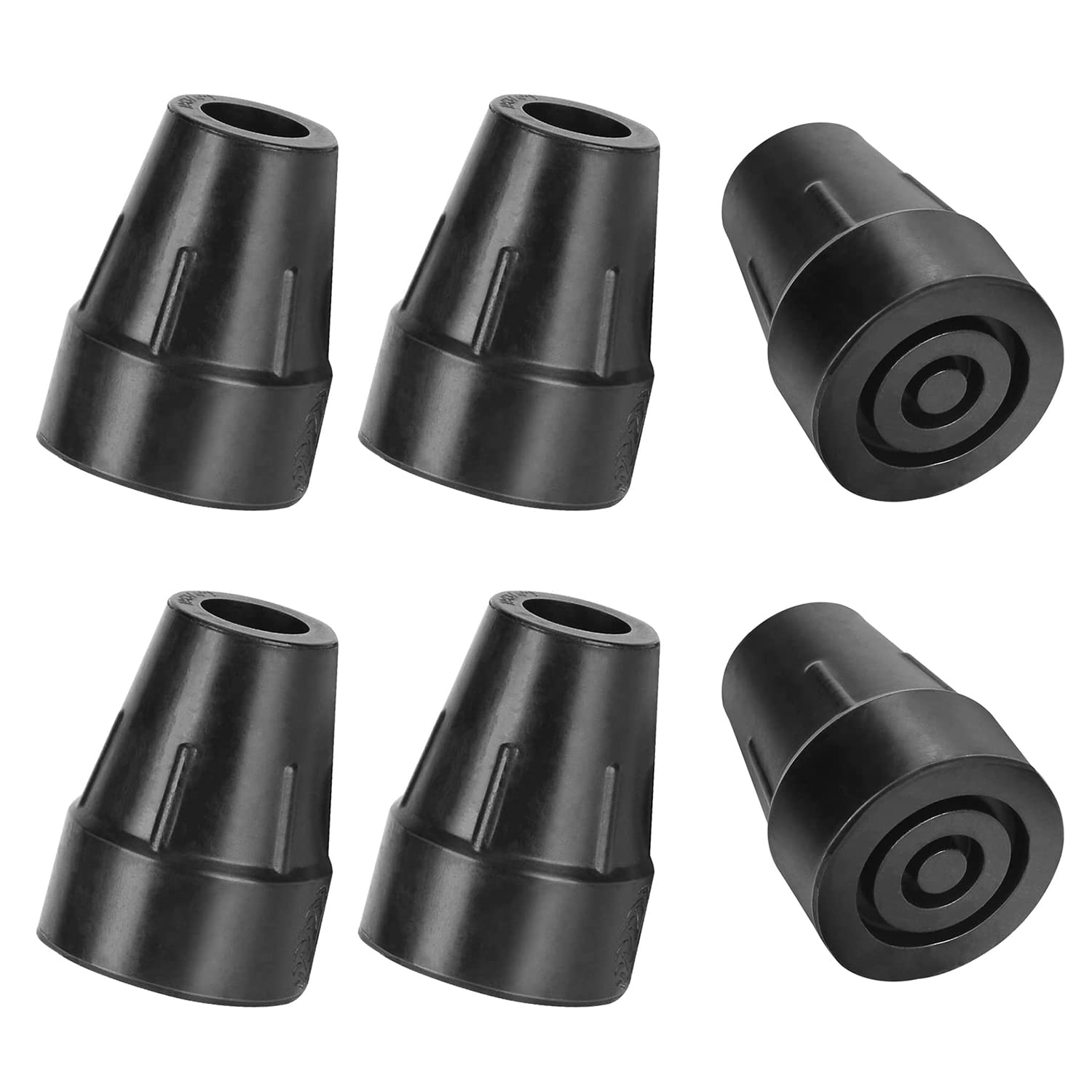 supregear 19mm Heavy Duty Rubber Ferrules, 6-Pack End Caps Stoppers Tips for Walking Sticks, Canes or Crutches, Durable Extra Widen Cane Tips for Walking Cane, Black