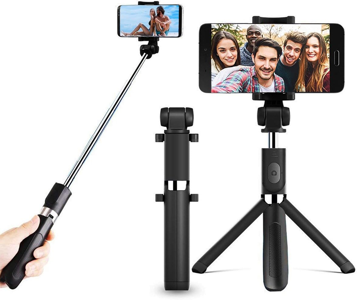 Cell Phone Tripod, Potok 12 Inches Mini Tripod Stand Adjustable Camera Stand Holder with Wireless Remote Control for GoPro/Action Cam/DSLR Canon Nikon Sony, Compatible with iPhone, Android (dark gray)