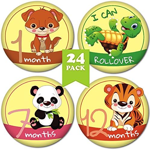 Baby Monthly Stickers 24 Pack - Perfect Baby shower gift | Includes 1st year milestones - Occasions like Christmas,Thanksgiving, Easter | Unisex | Great addition for Baby memory book or Scrapbook