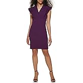 DKNY womens V-neck Flutter Sleeve Sheath Dress