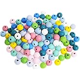 200Pcs Colorful Wood Bead, BetterJonny 16mm Round Wooden Spacer Beads Assorted Color Loose Craft Beads for DIY Craft, Jewelry Making