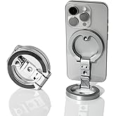 Amlanpin Dual Magnetic Phone Holder Compatiable with Magsafe for iPhone 16 15 14 13 12 Pro Max Plus Series, 1/4" Screw Tripod Mount, Gym Magnetic Phone Stand Travel(Gray)