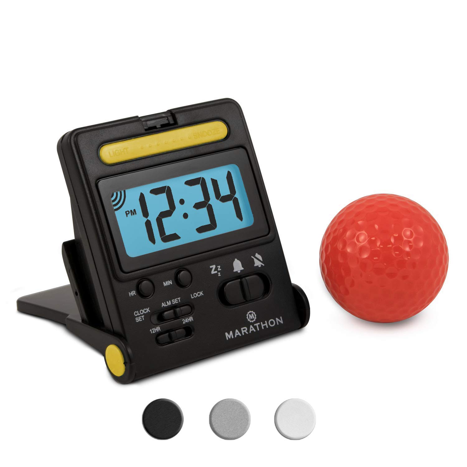 MARATHON Foldable Compact Travel Alarm Clock With Locking Mechanism on