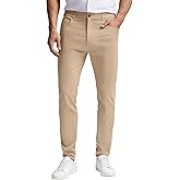 PLEPAN Men's Slim Fit Stretch Dress Pants 5 Pocket Comfort Slacks Tapered Trousers with Expandable Waist