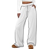ATHMILE Track Pants Women Sweatpants Wide Leg Straight Drawstring Teen Girl Fall Jogging Soft Lounge Athletic Pajama Joggers