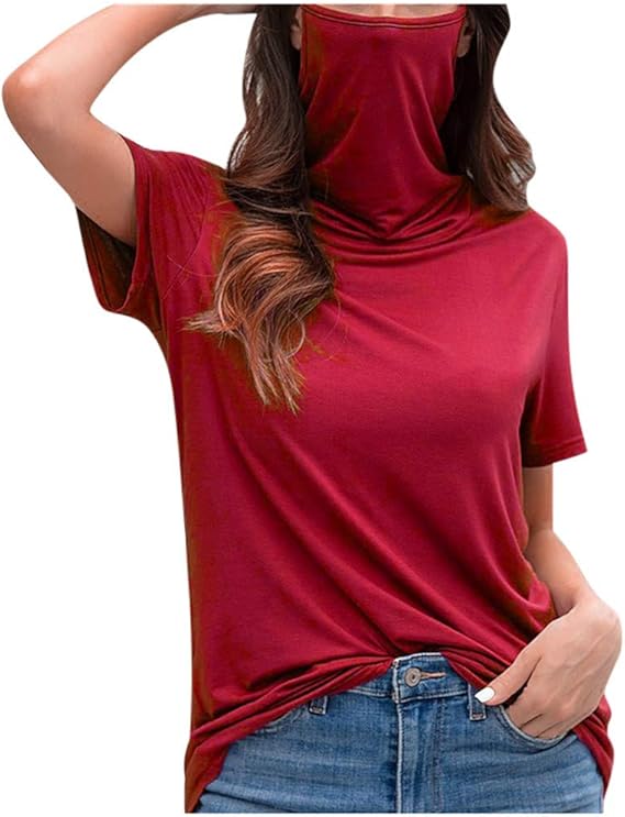 Amazon Gdjgta レディース カジュアル ルーズ タートルネック 半袖 無地 タンクトップ Tシャツ ブラウス Tシャツ S 5xl Tシャツ カットソー 通販