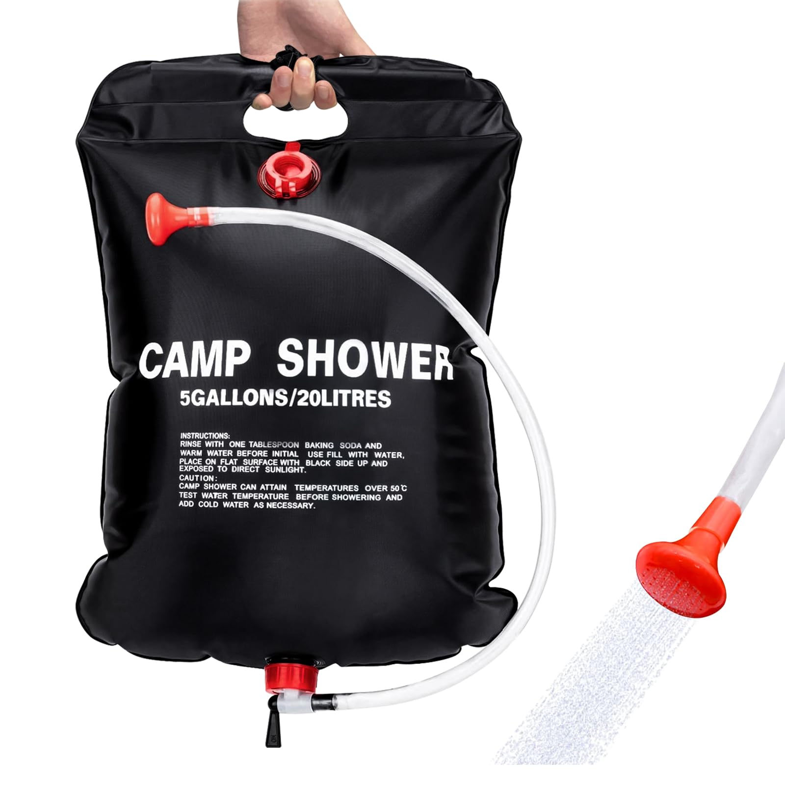 Photo 1 of ailker Solar Shower Bag for Camp, 5 Gallons/20L Portable Camping Shower Bag with Removable Hose and On-Off Switchable Shower Head for Camping Beach Swimming Outdoor Traveling