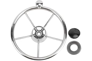 Boat Steering Wheel, Durable Marine Wheel, Sturdy 5 Spoke Design with Ergonomic Foam Grip for Yachts, Motorboats, Speedboats,