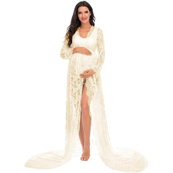 Blue Lace Maternity Dress For Photoshoot Sexy Off Shoulder Pregnancy